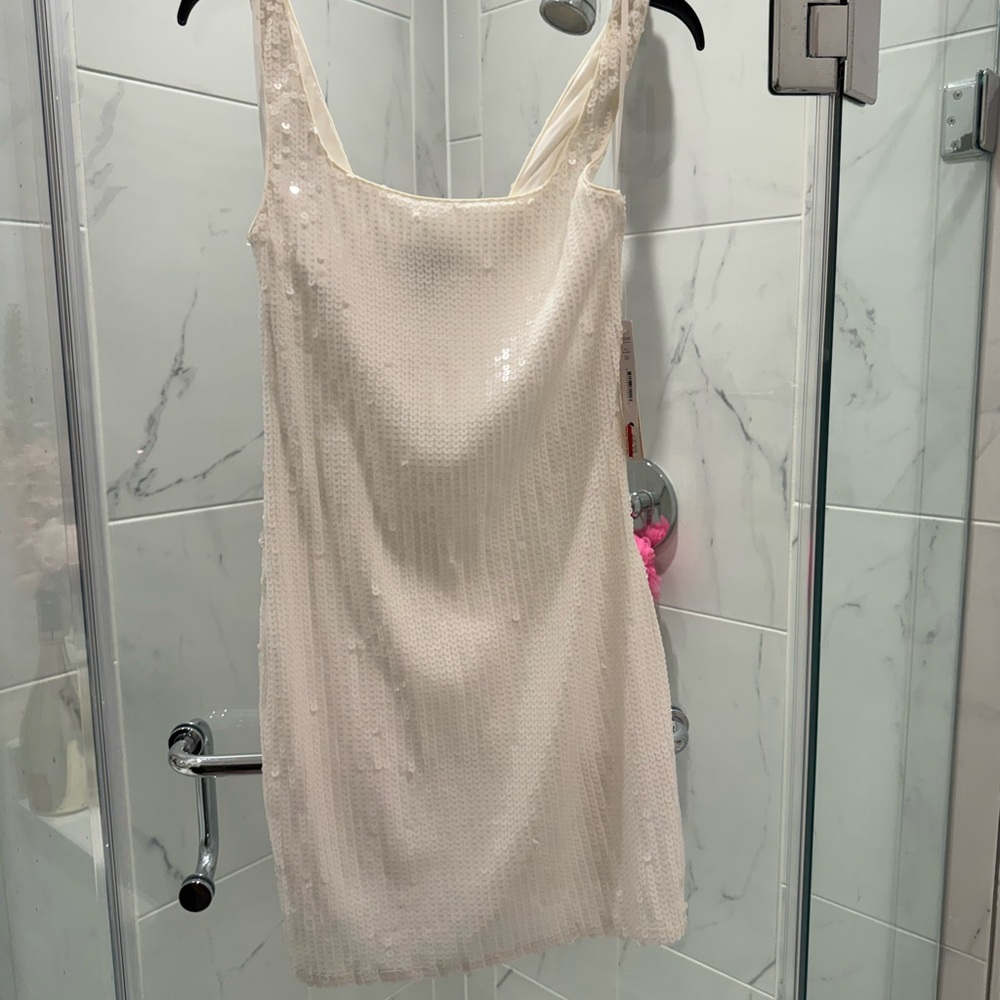 Aqua White Sequin Dress M - NWT